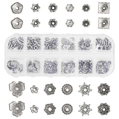 240шт 12 стиль сплава колпачки для бусин, цветок