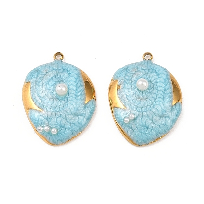 304 Подвески из нержавеющей стали с эмалевым покрытием (IP), слеза, с абс пластмассовыми жемчужными бисером, без кадмия, без никеля и без свинца