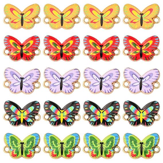 50 шт. 5 подвески из алюминиевого сплава с цветной печатью, ссылки бабочки, золотой свет