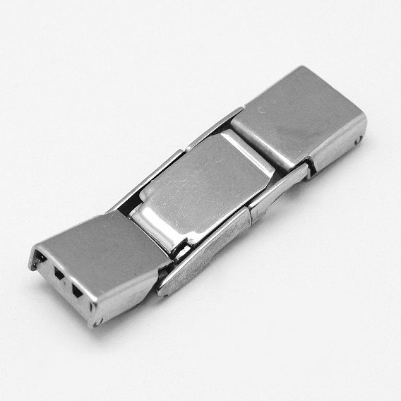 Rectangle 201 Stainless Steel Watch Band Clasps, 32x9x4mm, Hole: 1x7mm