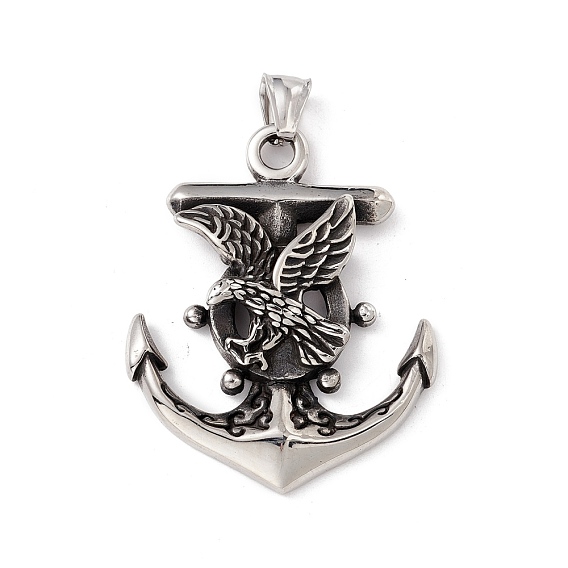 304 Edelstahl Anhänger, Bootsanker mit Adler