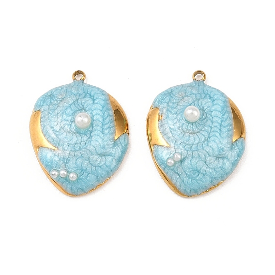 304 Подвески из нержавеющей стали с эмалевым покрытием (IP), слеза, с абс пластмассовыми жемчужными бисером, без кадмия, без никеля и без свинца