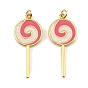Brass Enamel Pendants, Lollipop Charms