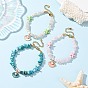 Браслеты из бусин из натуральных драгоценных камней и морских звезд, синтетической бирюзы и ракушечного жемчуга, браслеты с подвесками из цинкового сплава и эмалированными ракушками