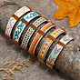 6 pcs 6 couleurs ensemble de bracelets en cuir PU et cordon tressé en coton, bracelets réglables ethniques tribaux pour femmes