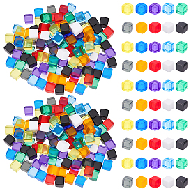 300 шт 10 цвета непрозрачные и прозрачные акриловые бусины, кубические