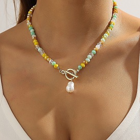 Colorful Crystal Beaded Necklace for Summer, Simple and Elegant Jewelry