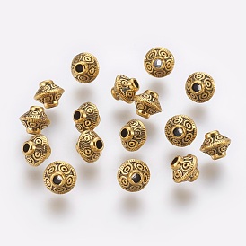 Tibetan Style Alloy Beads, Lead Free & Cadmium Free, Bicone, 7x6mm, Hole: 2mm