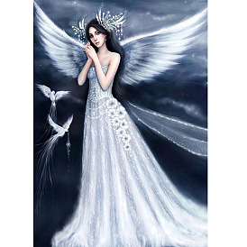 DIY 5D Angel & Fairy Pattern Canvas Diamond Painting Kits, with Resin Rhinestones, Sticky Pen, Tray Plate, Glue Clay, for Home Wall Decor Full Drill Diamond Art Gift