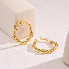 Brass Twist Stud Earrings for Women