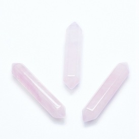Naturelle quartz rose perles pas de trou, pierres de guérison, baguette magique de thérapie de méditation d'équilibrage d'énergie de reiki, point double terminé