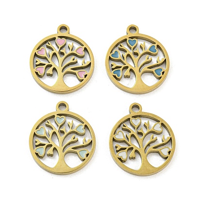 Ионное покрытие (ip) 316l подвески из хирургической нержавеющей стали, без никеля , с эмалью, реальный 18 k позолоченный, древо жизни очарование