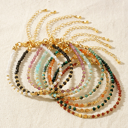 Круглые браслеты из натуральных и синтетических драгоценных камней в стиле бохо для женщин, с немагнитного гематита, граненые