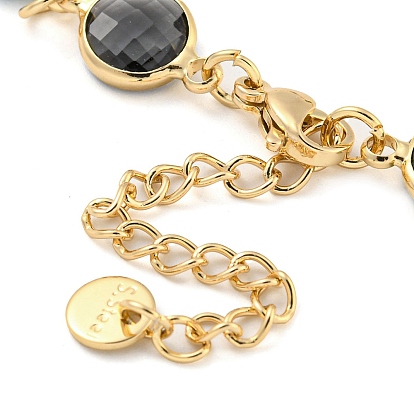 Glass Necklace, Multi Color Brass Link Necklaces