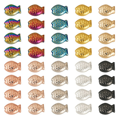 100 шт. 10 стили гальванических стеклянных бусин, рыба, полное покрытие