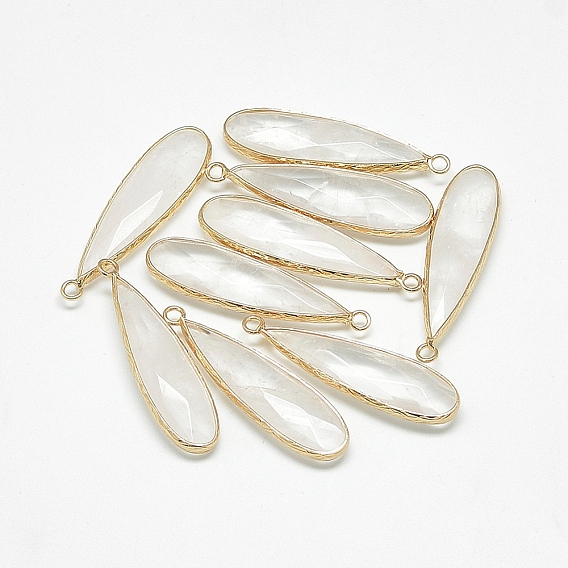 Природных драгоценных камней подвески, с фурнитурой латунной золотого тона, граненые, капля