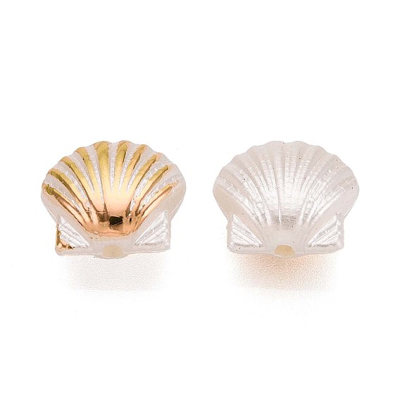 Абс пластиковые жемчужные бисера, формы раковины, золотой металл обвитыми, с половиным покрытием