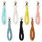 7Pcs 7 Colors Cotton Braided Wristlet Straps, Short Purse Straps, Clutch Bag Wrist Strap, Keychain Lanyard, Hand Strap Replacement, with Iron Swivel Clasp