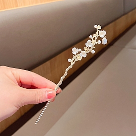 Imitation Pearl Hair Sticks, Hair Accessories for Women Girls, with Alloy Findings, Flower