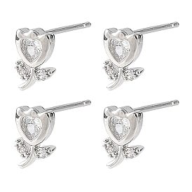 Boucles d'oreilles puces en laiton Shegrace serties de micro-pavés de zircone cubique, fleur, sans plomb et sans cadmium et sans nickel
