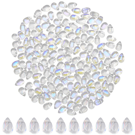 200 шт. Прозрачные стеклянные подвески, окрашенные распылением, с покрытием AB цвета, слеза