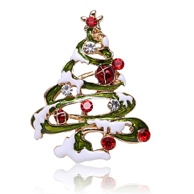 Broche de diamantes de imitación de árbol de Navidad, insignia de aleación para ropa de mochila