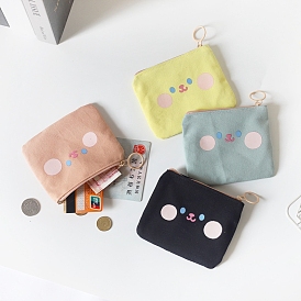 Cloth Wallets, Change Purse with Zipper, Rectangle with Smiling Face Pattern