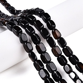 Natural Black Agate(Dyed & Heated) Beads Strands, Cuboid