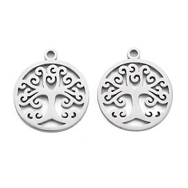 Pendentifs en acier inoxydable, Coupe au laser, anneau avec arbre