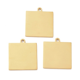 Ion Plating(IP) 304 Stainless Steel Pendants, Mirror Polished Finish Stamping Blank Tag, Square