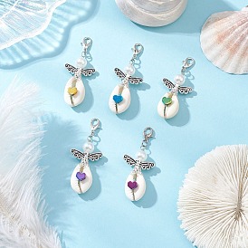 Подвеска в виде ракушки, с цинковым сплавом застежками омаров коготь, ангел, старинное серебро и платина