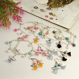 Encantadores del vestido de boda del ángel de la joyería de los conjuntos: aretes y pulseras, 270 mm