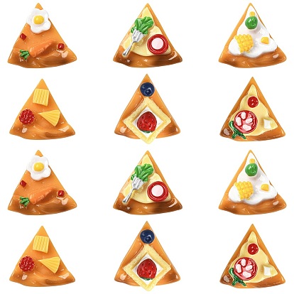 30 pièces 6 styles cabochons pizza en résine opaque