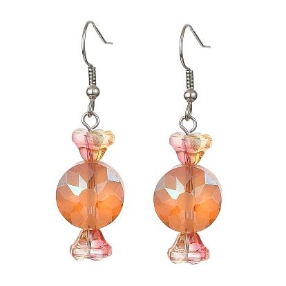 Glass Candy Dangle Earrings, 316 Surgical Stainless Steel Jewelry