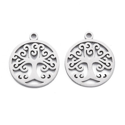 Pendentifs en acier inoxydable, Coupe au laser, anneau avec arbre