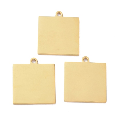 Ion Plating(IP) 304 Stainless Steel Pendants, Mirror Polished Finish Stamping Blank Tag, Square
