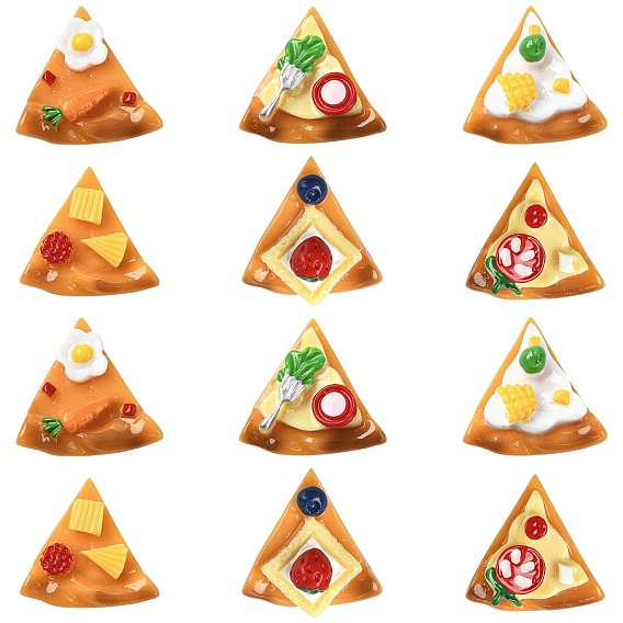 30 pièces 6 styles cabochons pizza en résine opaque