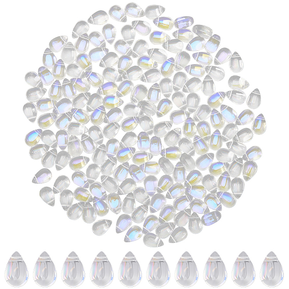 200 шт. Прозрачные стеклянные подвески, окрашенные распылением, с покрытием AB цвета, слеза