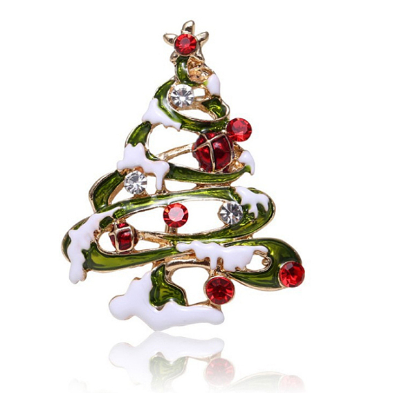 Christmas Tree Rhinestones Brooch Pin, Alloy Badge for Backpack Clothes