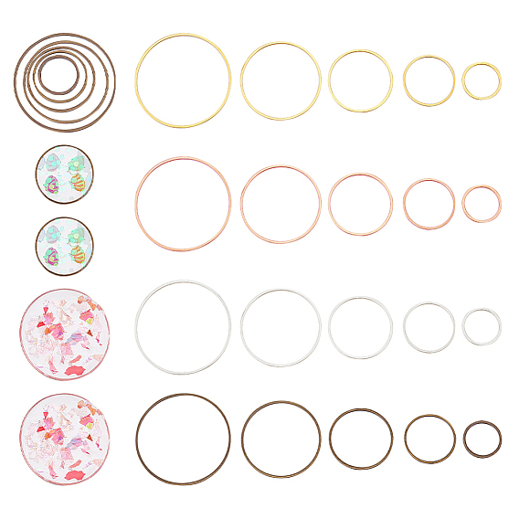 200шт 20 латунные соединительные кольца, круглые кольца, открытая задняя панель