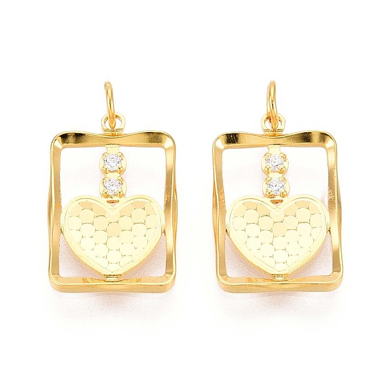 925 подвески из стерлингового серебра с прозрачным микропаве и цирконием, прямоугольник с подвесками в виде сердечек и соединительными кольцами