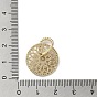 Brass Micro Pave Clear Cubic Zirconia Pendants, Long-Lasting Plated, Flat Round with Flower