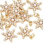 SHEGRACE Brass Pendants, Snowflake Charms, with Plastic Pearl, Nickel Free