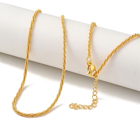 Rack Plating Brass Wheat Chain Necklaces, Long-Lasting Plated, Cadmium Free & Lead Free
