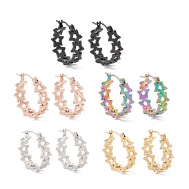 304 Stainless Steel Star Wrap Hoop Earrings for Women