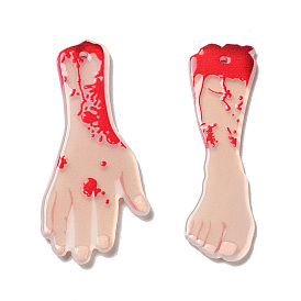 Double-sided Printed  Acrylic Pendants, Halloween Theme, Bloody Hand/Feet