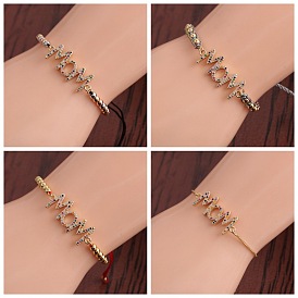 Stylish Adjustable Copper Zircon Mother's Day Bracelet - DIY Women's Fashion Jewelry Gift