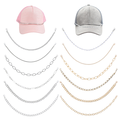 2bolsos 2estilos de cadenas de sombreros de aleación, con cierre de langosta, para accesorios de sombrero, formas mixtas