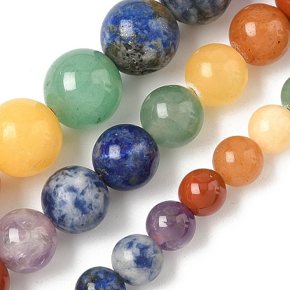 Нити бусин из натуральных смешанных драгоценных камней чакра, круглые