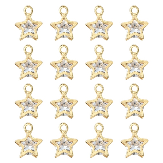 20 подвески из прозрачного кубического циркония из сплава, долговечный, звезда